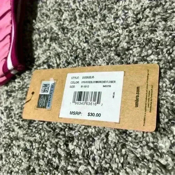 Umbro Girls Shirt Striped Pink - Medium 10/12 - NWT - Picture 2 of 9